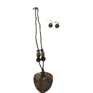 MIXIT - Necklace & Earring set 16” Art Glass Millefiori NWOT